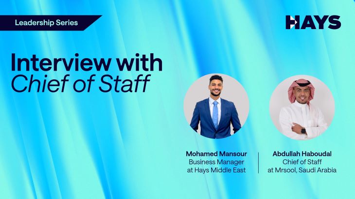 Alt - Mohamed Mansour Business Manager for HR recruitment at Hays featuring Abdullah Haboudal, Chief of Staff – Mrsool, Saudi Arabia