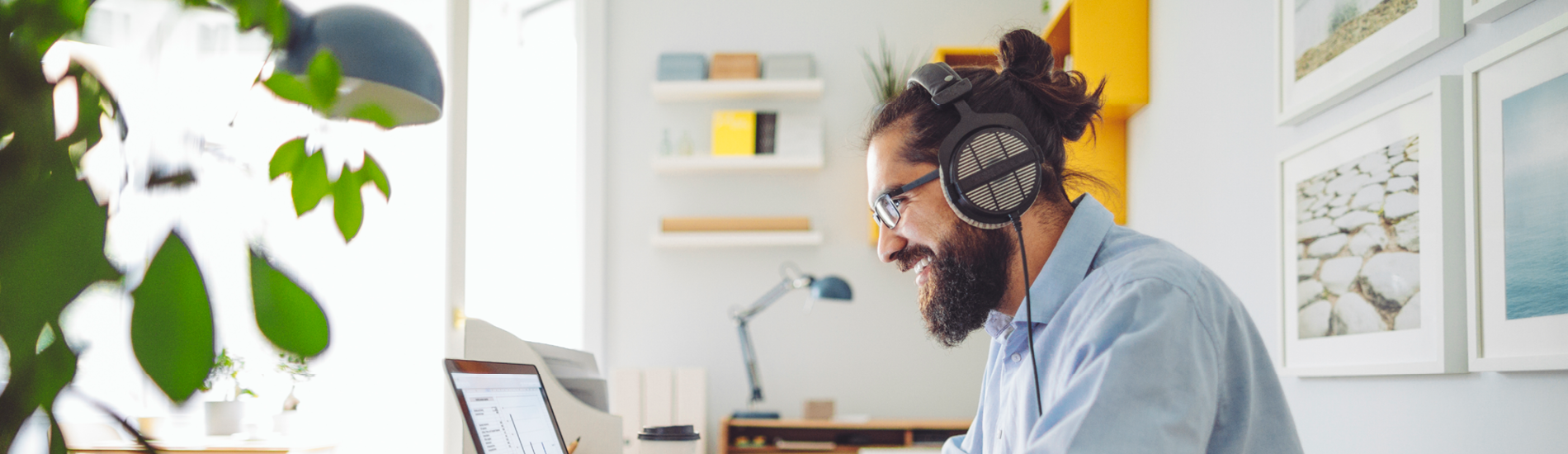 Man wearing headphones 